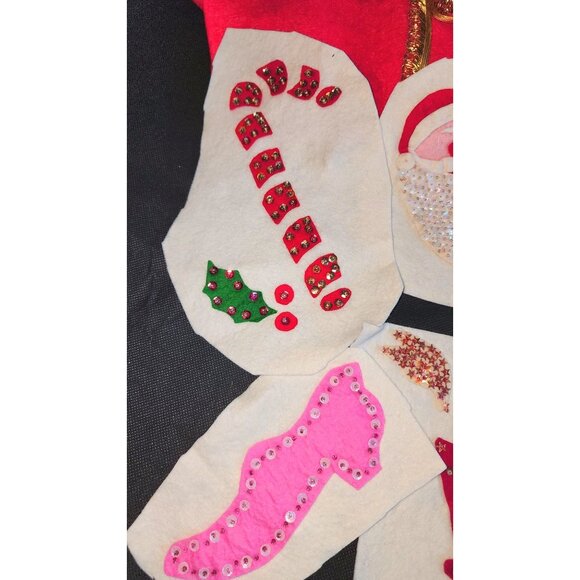 Vintage Christmas Appliqué Decorations Tree Skirt Festive Cutouts Embellishments - Picture 12 of 15